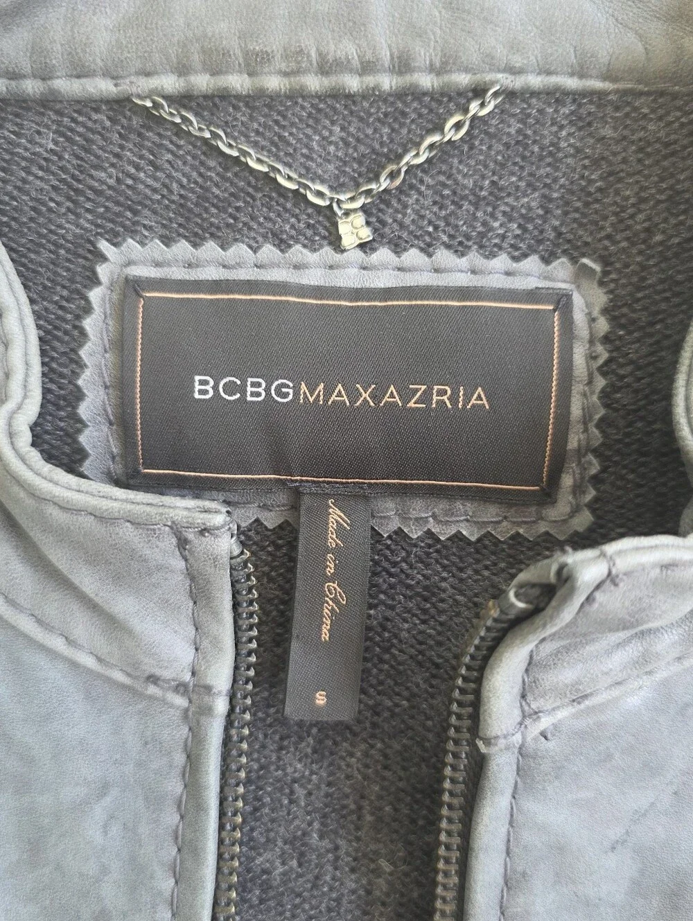 BCBGMAXAZRIA Gray REAL Leather Moto Jacket – Edgy Luxe Designer Jacket S